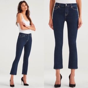 7 For All Mankind High Waist Slim Fit Kick B(Air) Cropped Dark Wash Jean 12 14